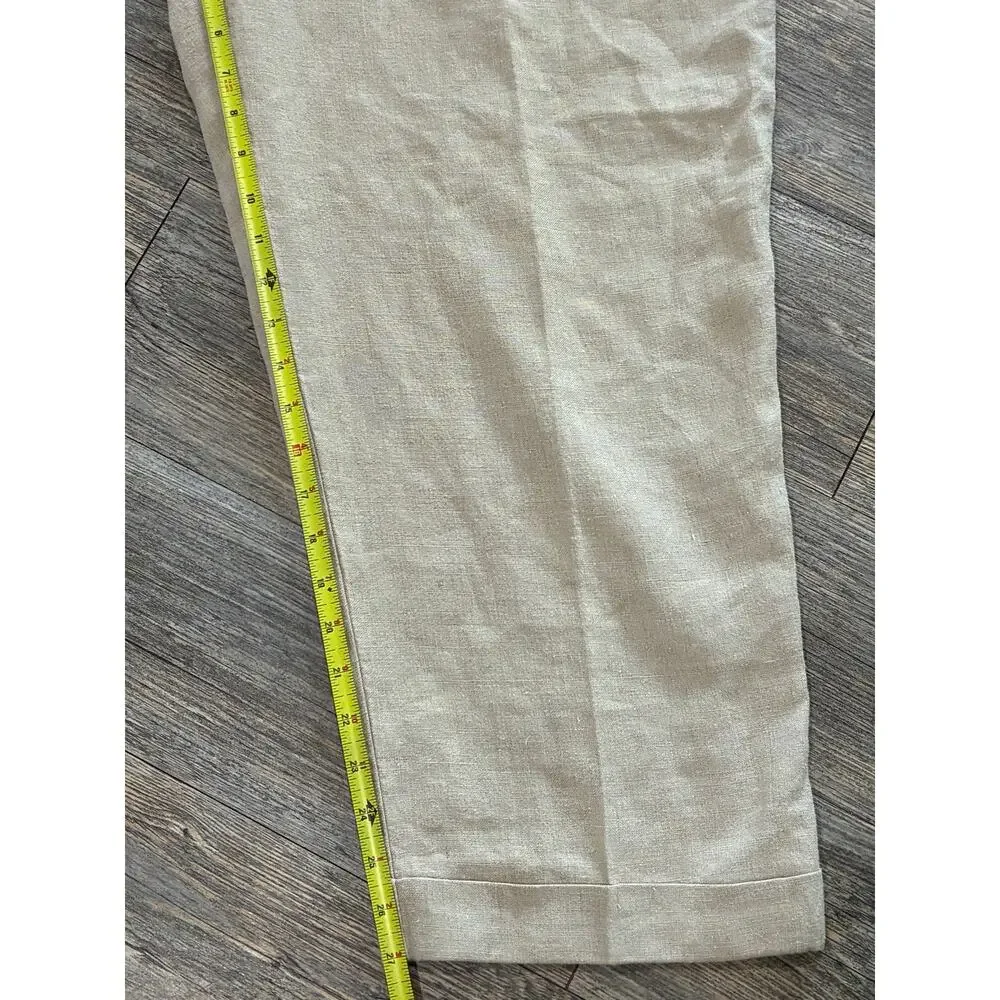 Eddie Bauer Mens 40X30 Linen Pleated Pants Vacation Nautical Preppy Beach Yacht
